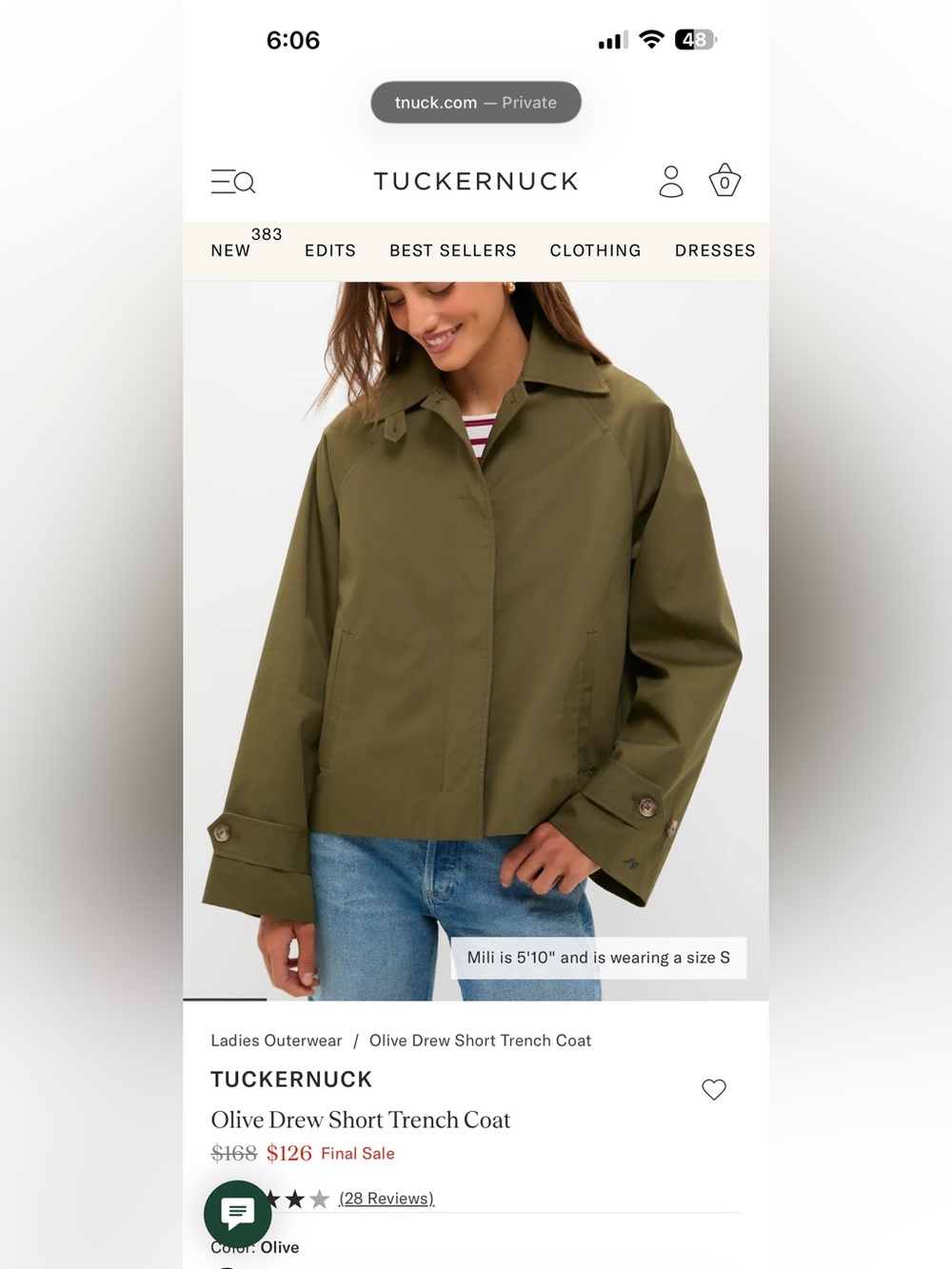 Tuckernuck Olive Drew Short Trench Coat